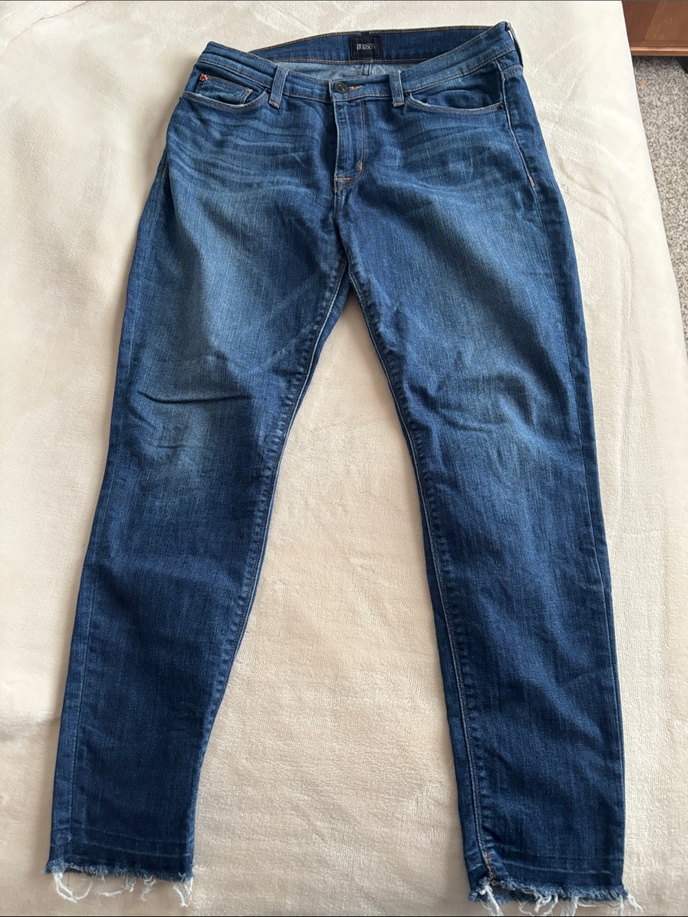 Hudson Jeans Women's Skinny Blue Denim with Raw Hem